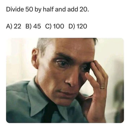 Divide by half and add 20""
